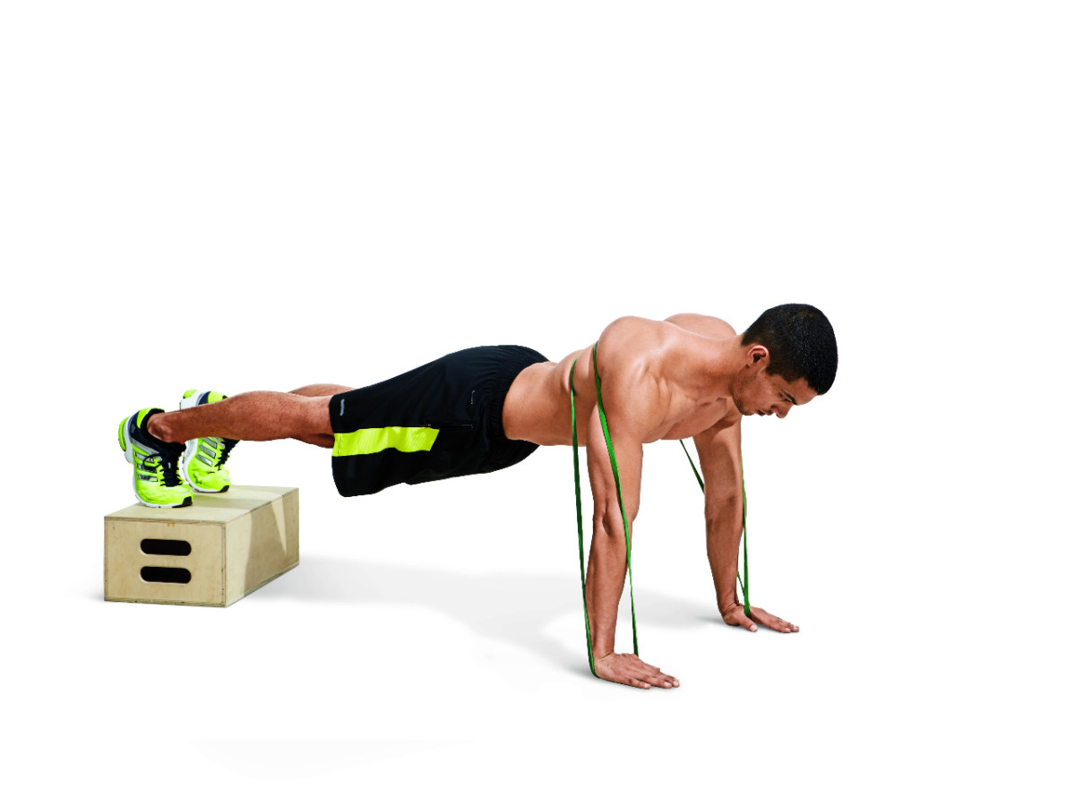 Chest and triceps workouts - Resistance Band Pushup with Elevated Feet - pharmafoodhealth
